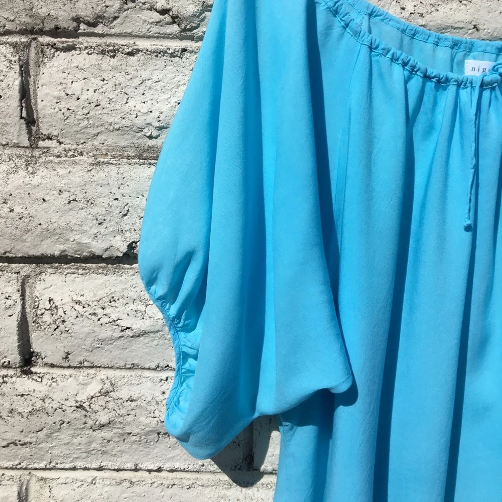 ⭐️Host Pick⭐️ Nigella Lola Short Peasant Top, Light Blue - One Size NWOT - Picture 9 of 16